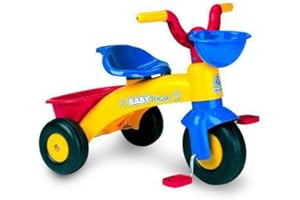 Triciclo Bambini 1 2 3 Anni Baby Trico Multicolore con Pedali + Cestino Giocattoli + Maniglia Trasporto + Ruote in Plastica con Fascia in Gomma - Triciclo Primi Passi Ergonomico | INJUSA