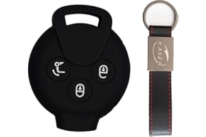 KASER Housse étui en Silicone pour Clé Smart – Coque Cover Porte-Clés 3 Boutons pour 451 Fortwo Forfour Roadster Protection Télécommande Voiture (Noir)