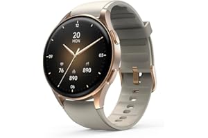Hama Smartwatch 8900 mit GPS, wasserdicht IP68, Telefonfunktion (AMOLED Touch Display, Sprachsteuerung, Sportmodi, Schlaftracker, Herzfrequenzmessung, Whatsapp, Laufuhr, Pulsuhr, Fitnessuhr) Gold
