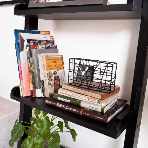 SoBuy® Modernes Leiterregal, Standregal, Bücherregal, Badregal, schwarz, Breit: 56cm,FRG17-SCH - 4