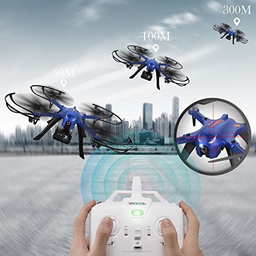 DROCON Brushless Motors Drone, Blue Bugs, 15 minutes Flying Time MJX Bugs 3 Quadcopter Support Gopro HD Camera, 300 m Control Distance (DROCON BLUE BUGS 3)