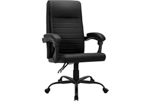 HLFURNIEU Sedia da Ufficio Comoda, Sedia Ergonomica da Ufficio, Sedia Scrivania Rilassante, Sedia Ufficio Regolabile in Altezza, Sedia Gaming con Braccioli Collegati, Nero