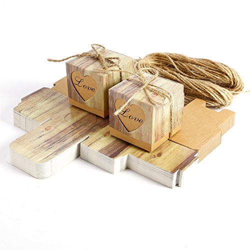 50 x Kraftpapier Hochzeit Gastgeschenk Bonboniere Box Geschenkbox Geschenkschachtel Kartonage Geschenkverpackung Tischdeko
