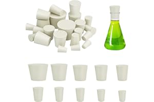 OLRWSLG 22 Stück Gummistopfen Konische Laborstopper Gummistopfen für Reagenzgläser, Milchig Labor Gummistopfen Vollgummi Stopper für Reagenzglas Kolben Erlenmeyerkolben Gasflasche