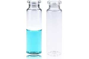 ALWSCI 100 PCS 20 mL Glass Vials, Clear Glass Headspace Vials, HPLC Vials Borosilicate Glass Standard Crimp Headspace Vial 20mm Transparent Flat Bottom Lab Vial, Empty Sample Vial for Lab