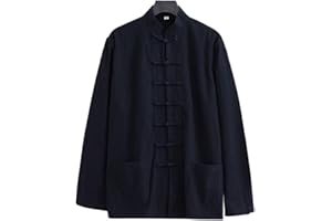 ZHOUXIAO Lâche Tai Chi Uniformes Hommes Chinoise Traditionnelle Kung Fu Vêtements Coton Linge de Linge Chun Vêtements, Travaux à Manches Longues Hanfu Jacket Chemise Costume black-5XL