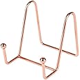 Magazine Holder Rack, Decorative Art Display Stand Portable Easel Desktop Organiser Book Shelf for Home Office Shops, Rose Gold