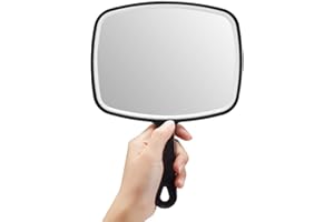 ‎OMIRO OMIRO Handspiegel, schwarzer Handspiegel mit Griff, quadratisch, M