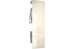 Vladon Garderobe Carlton Set 5, Made in Germany, Wandgarderobe aus Flur-Paneel mit Kleiderstange & Wandschrank, Anthrazit matt/Creme Hochglanz (52 x 193 x 35 cm)