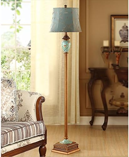 Guo Hand Painted European Style Floor Lamp Living Room Study Simple Vertical Lamps And Lanterns American Style Bedroom Bedside Floor Lamp E27 Light Mouth ( Color : Blue )