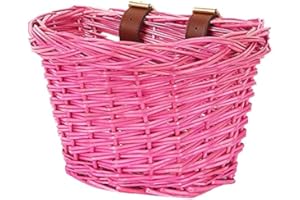 EIRONA Bicycle Wicker Basket for Kids Bike, Scooter, Tricycle, Stroller, Girl Rattan Basket, Kids Bike Accessories