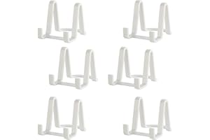 TINCOGO Soporte Platos Caballete Mesa Expositor - 6 Piezas Blanco Caballetes Decoracion de Plastico - Soporte Placas para Exhibicion - Soportes para Platos Decorativos | Marcos de Fotos | Libros - 3 Pulgadas