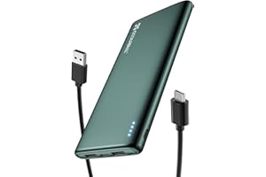 Coolreall Power Bank 10000mAh, Delgado & Ligero Bateria Externa, USB-C Entradas/Salidas (3,0A) y 2 Salidas USB-A (2,4 A) Cargador Portátil Compatible con iPhone, Samsung, Xiaomi, Huawei, Airpods etc