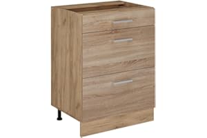 ‎VICCO Vicco Küchenunterschrank R-Line, Sonoma, 60 cm mit Schubladen, ohne Arbeitsplatte