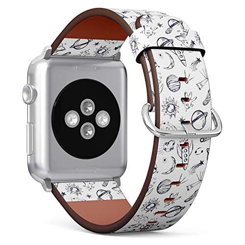 Compatible with Apple Watch 42mm & 44mm Leather Watch Wrist Band Strap Bracelet with Stainless Steel Clasp and Adapters (Themed)