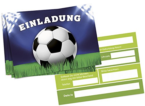 16 Einladungskarten zum Kindergeburtstag – Motiv Fussball Rasen Einladung – für Kinder, Jungen, Party, Feier, Jungs, Geburtstagseinladungen im Set - 3