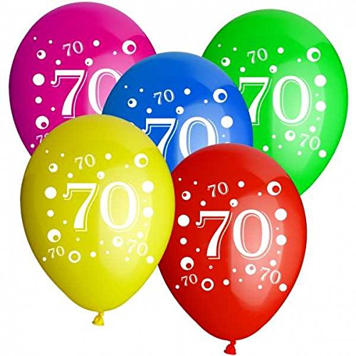 70 Geburtstag Deko Luftballon Ballons mit Zahl 70 Farbmix Dekoration zum 70er Geburtstag Party oder andere Anlässe 10 Stück - 2