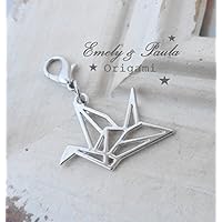 1 Charm Origami Kranich Vogel JapanStyle Karabiner Anhänger