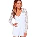 MK07 The New 2015 Sexy Deep V-neck Lace Long sleeve Jumpsuits (M, WHITE)