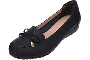 Jamron Mujer Piel Genuina Comodidad Zapatos Suela Blanda Hebilla Bailarinas Talón de Cuña Baja Pantuflas