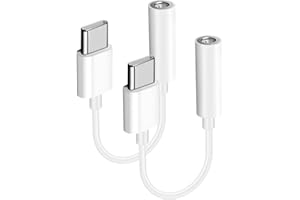 QINCINA 2-Pack USB C to 3.5mm Headphone Adapter, USB C to Aux Audio Dongle Cable Cord for iPhone 16/Plus/Pro Max/iPhone 15/Plus/Pro Max, Samsung Galaxy S24 S23 S22 S21 Ultra, and More Type C Devices