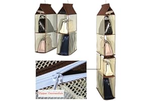 DEARJANA Staccabile 6 Scomparto Organizer Borsa Organizer per Armadio Trasparente Borsa Bag Collection Sistema armadi, Supporto di immagazzinaggio organizzatori per Soggiorno Camera da latto la casa Brown