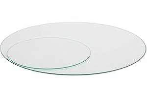 ELISANDO Glass plate round table top, clear glass, circle, different thicknesses and diameters, glass panel for kitchen table, desk, garden table, table, white