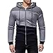 Produktbild JYJM 2018 Weihnachten Men's Autumn Winter Color Patchwork Hooded Zipper Pocket Sweatshirt Jacket Coat Herren stylischer Herbst Winter Fleece Mantel, Jacke mit Kapuze