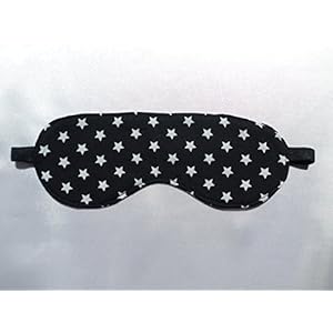 Schlafmaske schwarz mit Sternen / Schlafbrille , Augenbinde mit Gummiband / Baumwolle , Fleece