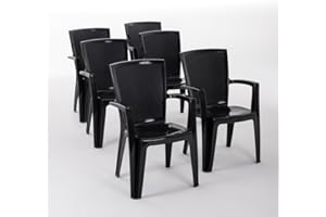 RATTATAN Diana - chaises empilables d'extérieur et de Jardin en résine Effet rotin avec accoudoirs (6, Anthracite)