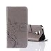 Produktbild LG G6 Hülle, LG G6 Schutzhülle, Alfort Carving Lederhülle Fashion Design Premium PU Leder Hohe Qualität Tasche Case Cover Kasten Abdeckung Wallet für LG G6 5.7" Smartphone Funktion Standfunktion Unterstützte Telefone und Magnetverschluss mit Schmetterling ( Grau )