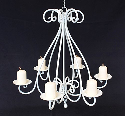 Kronleuchter 95297 Weiß Kerzenhalter H-60cm Kerzenständer Hängeleuchter Metall