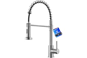 Ibergrif Robinet Cuisine avec Douchette Extensible 360° Pivotant, Mitigeur Évier à Arc Élevé, 2 Modes de Pulvérisation, Acier Inoxydable Économe en Eau, Design Moderne, M22143A