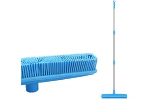 ‎LANDHOPE Lanhope Push Besen Gummiborsten Kehrmaschine Rakel Rand mit 127 cm verstellbarem, dickem, langem Griff, Kratzfeste Borsten, Innen- und Außenbesen für Haustiere, Hundehaare, Teppich, Hartholzfliesen