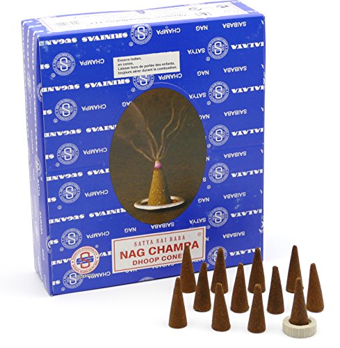 Conos de incienso Satya Sai Baba Nag Champa, paquete de 48., 12 boites