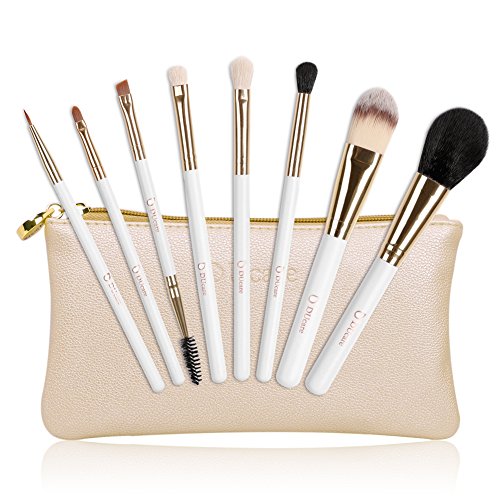 DUcare 8Pcs Travel Makeup Brushes Goat Synthetic Hair Cosmetic Set with Case