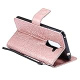Honor 6X Hülle,Huawei Honor 6X Leder Sonnenblumen Hülle,Honor 6X Lanyard Wallet Schutzhülle,BONROY® Retro geprägte Sonnenblumen Muster PU Leder Flip Hülle Wallet Case Tasche Cover Handytasche Schutzhülle Lederhülle Handyhülle in Book Style Stand Case mit Kredit Kartenschlitz für Huawei Honor 6X-Rose Gold - 