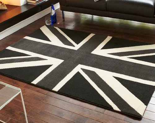 Union Jack Rug Grey Black Cream 120 x 170cm