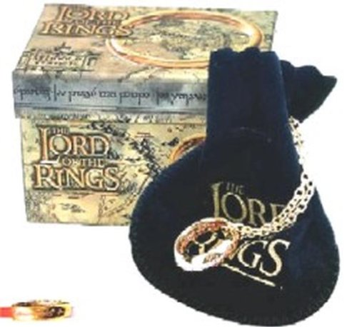 Señor de los Anillos - Lord of the Rings - El único Anillo - chapado en oro - fuente roja