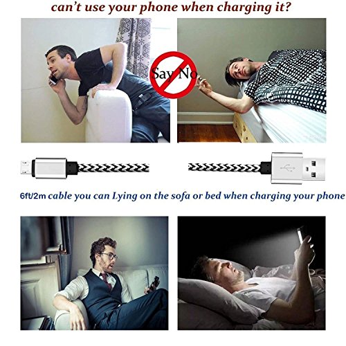 Micro USB Kabel 3 Stück 2m 2m 3m Nylon Micro USB Ladekabel Datenkabel mit Aluminum Kopf für Tablets, Kindle, PS4 Controller, MP3 Player, Samsung, HTC, Sony, Blackberry, Nexus, LG und alle anderen Geräten mit Micro USB 2.0 Anschluss - 5