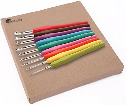 Winrembrandt 9pcs Colorful Soft Plastic Handle Aluminum Crochet Hooks Needles 2mm-6mm Knitting Knit Yarn Weave Craft
