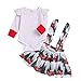 Produktbild HWTOP T-Shirt + Trägerkleid Neugeborene Baby Mädchen Schönes Kleid Strampler Tops + Tutu Röcke Cartoon Weihnachten Outfits Set (18-24 Monate/90-100CM, Weiß)