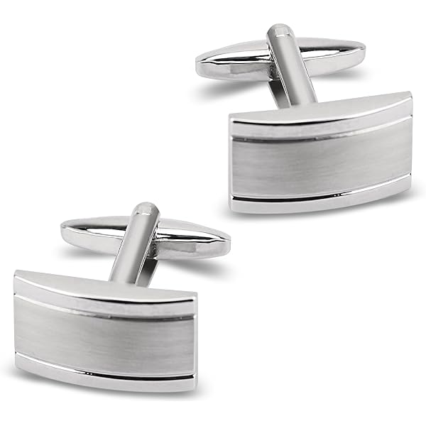 HONEY BEAR - Boutons De Manchette Rectangle Acier Inoxydable Brossé, Pour Mariage, Affaires, Costume