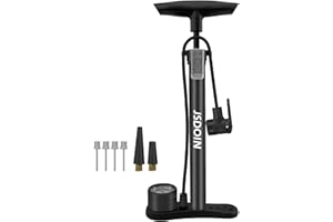 Jsdoin Pompe a Velo Portable avec manomètre - Gonflez Facilement Vos Pompe à vélo, Ballons et Plus Encore avec la Pompe à Pied