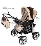 Baby Sportive Kamil, Kombikinderwagen set – incl. Kinderwagen mit Zubehör, Babyschale und Sportwagen Aufsatz. System mit RÄDER NICHT SCHWENKBAR. Reisesystem Farbe: Brown & Beige - 4
