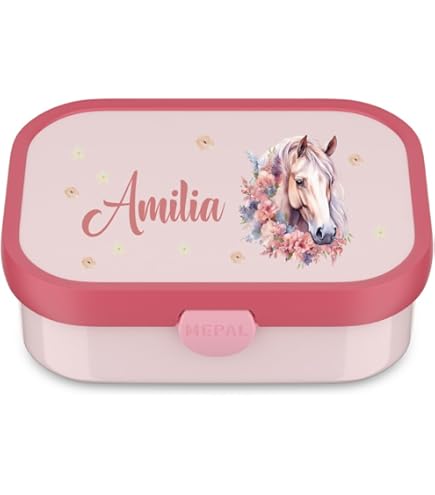 Personalisiert Brotdose Campus Pferde-Design - 750ml BPA-frei Mit Bento-Einsatz Für Schulkind