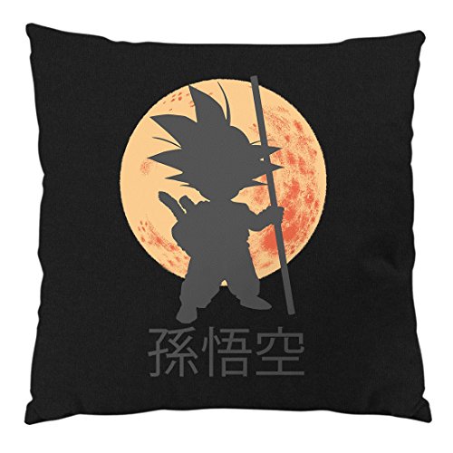 style3 Young Goku Kissen mit Füllung 28 x 28 cm Baumwollbezug, Farbe:Schwarz
