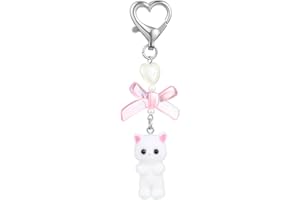 Mabor Uroczy Kot Brelok, Puszysty Kotek Dekoracja Prezenty Miłośnicy Kotów Y2K Serce Kokarda Wisiorek Kobiety Dziewczyny Kawaii Torba Zawieszka Akcesoria Portmonetka na Prezenty
