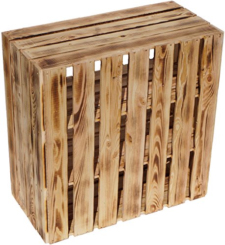 grosse geflammte massive Obstkiste „TAMME“ mit zwei Einlegeböden / Zwischenbrettern ca 60 x 60 x 30cm / Schuhregalkiste Regalkiste Apfelkiste / Weinkiste - 3