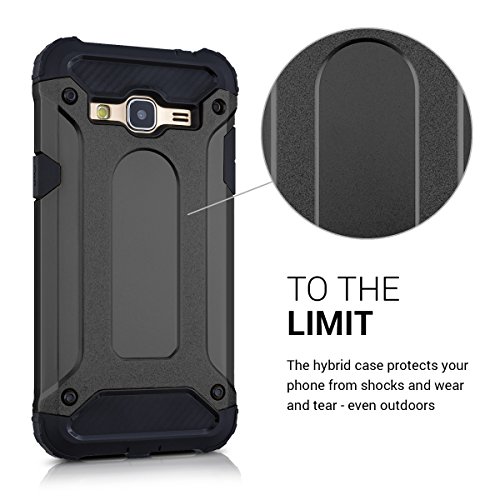 kwmobile Funda para Samsung Galaxy J3  2016  DUOS - Carcasa  h  brida  de  TPU  con dise  o Transformer en  Antracita Negro 